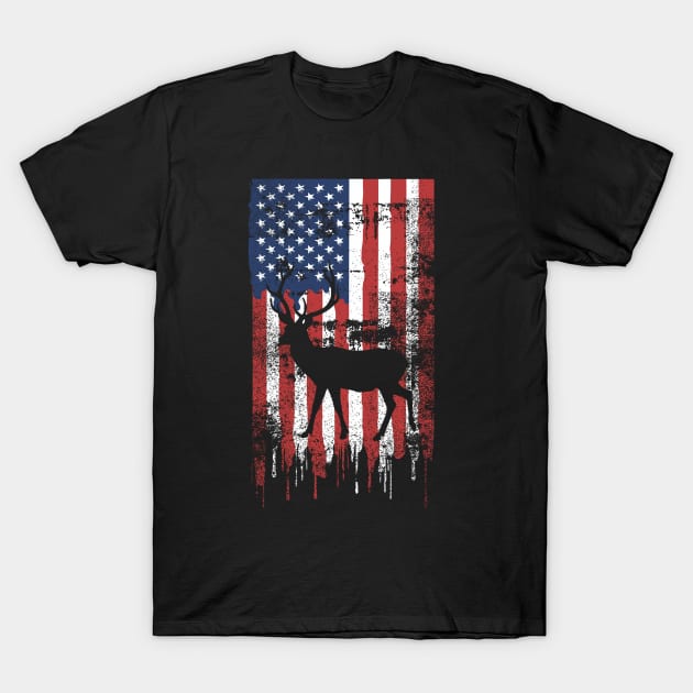 American Flag Deer Hunting T-Shirt by S-Log